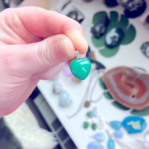 Beautiful rare malachite heart crystal pendant necklaces